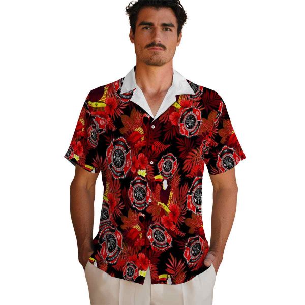 Firefighter Floral Toucan Hawaiian Shirt High quality