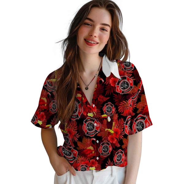 Firefighter Floral Toucan Hawaiian Shirt Trendy