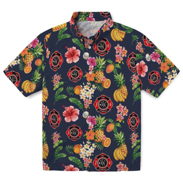 Firefighter Hibiscus And Fruit Hawaiian Shirt Best selling