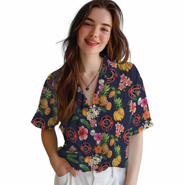 Firefighter Hibiscus And Fruit Hawaiian Shirt Trendy