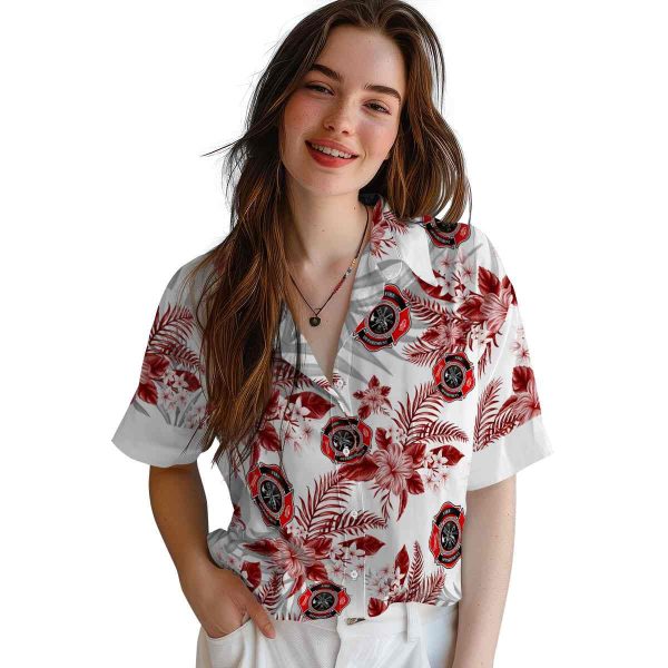 Firefighter Hibiscus Palm Leaves Hawaiian Shirt Trendy