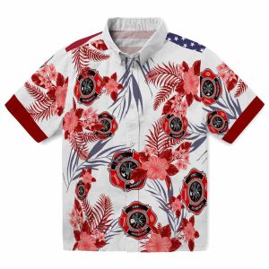 Firefighter Patriotic Hibiscus Design Hawaiian Shirt Best selling