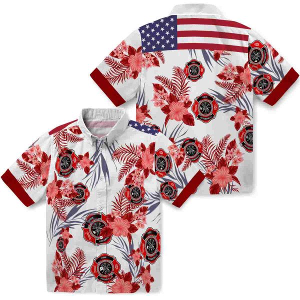 Firefighter Patriotic Hibiscus Design Hawaiian Shirt Latest Model