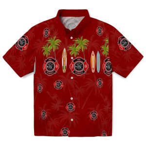 Firefighter Surfboard Palm Hawaiian Shirt Best selling