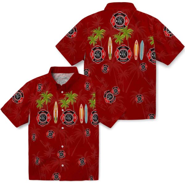 Firefighter Surfboard Palm Hawaiian Shirt Latest Model