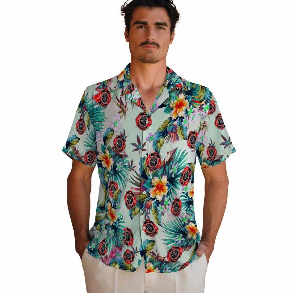 Firefighter Tropical Foliage Hawaiian Shirt High quality