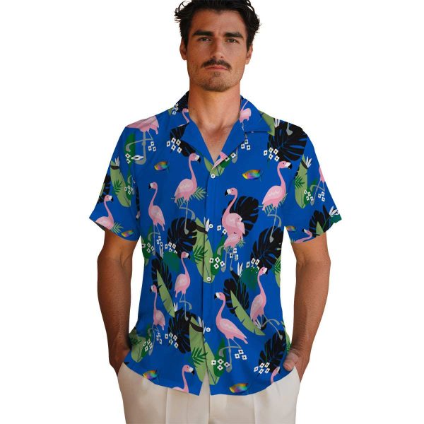 Fish Flamingo Leaf Motif Hawaiian Shirt High quality