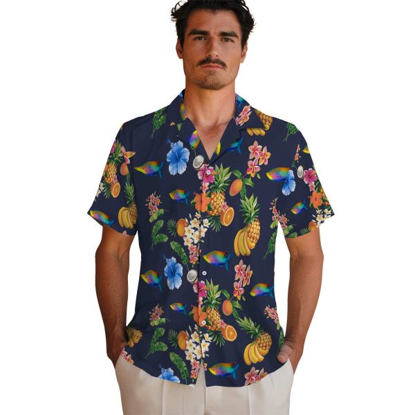 Fish Hibiscus And Fruit Hawaiian Shirt High quality