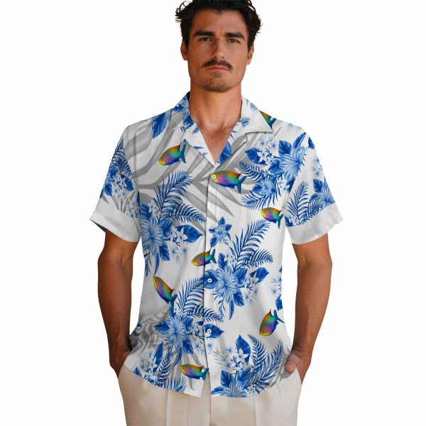 Fish Hibiscus Palm Leaves Hawaiian Shirt High quality