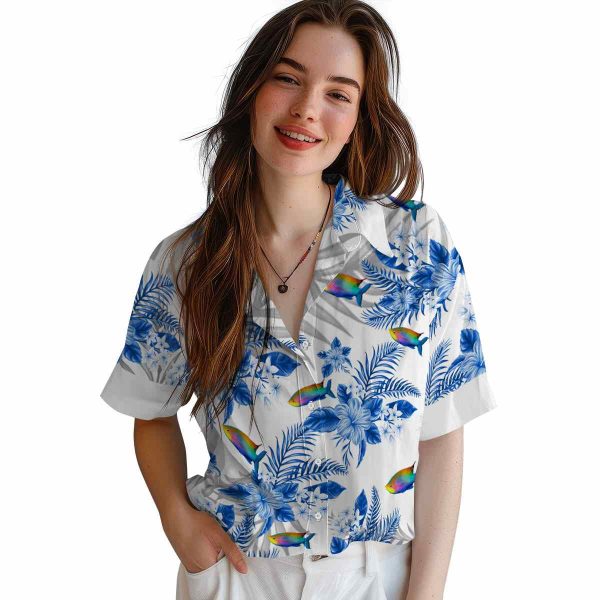 Fish Hibiscus Palm Leaves Hawaiian Shirt Trendy