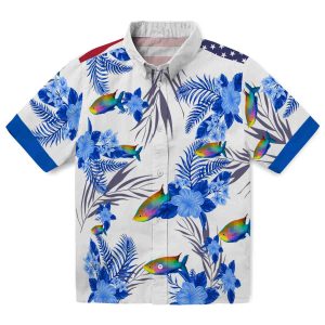 Fish Patriotic Hibiscus Design Hawaiian Shirt Best selling