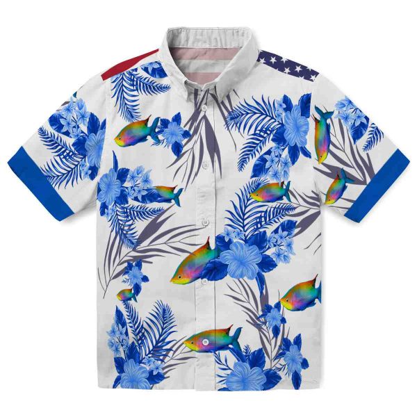 Fish Patriotic Hibiscus Design Hawaiian Shirt Best selling