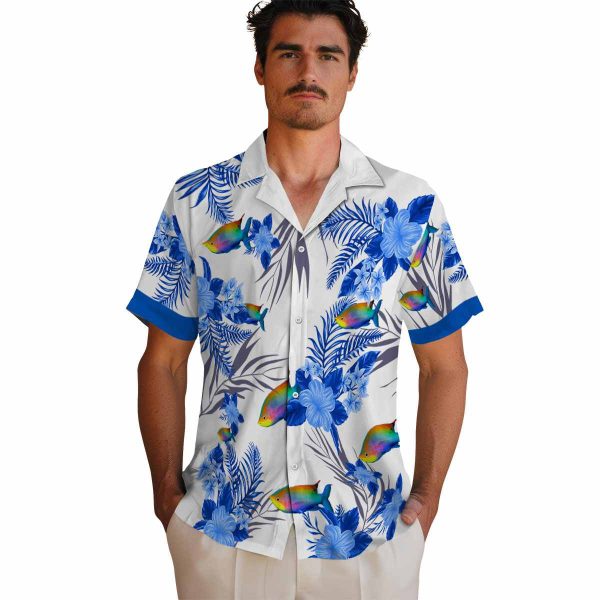 Fish Patriotic Hibiscus Design Hawaiian Shirt High quality