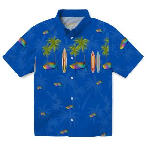 Fish Surfboard Palm Hawaiian Shirt Best selling