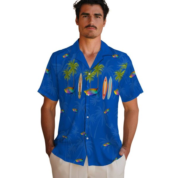 Fish Surfboard Palm Hawaiian Shirt High quality