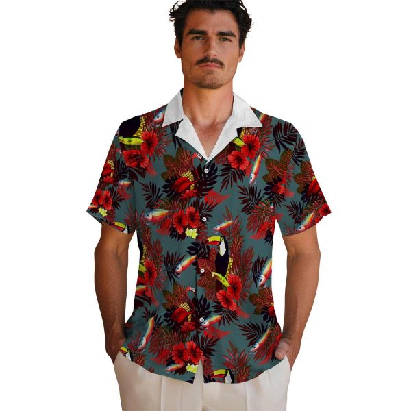 Fishing Floral Toucan Hawaiian Shirt High quality