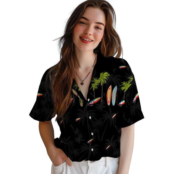 Fishing Surfboard Palm Hawaiian Shirt Trendy