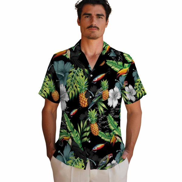 Fishing Toucan Hibiscus Pineapple Hawaiian Shirt High quality