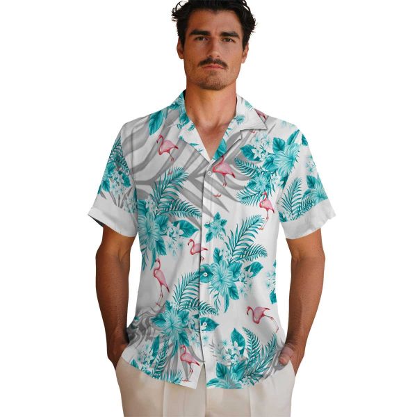 Flamingo Hibiscus Palm Leaves Hawaiian Shirt High quality