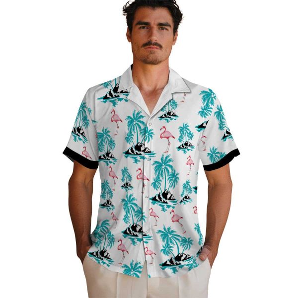 Flamingo Palm Island Print Hawaiian Shirt High quality