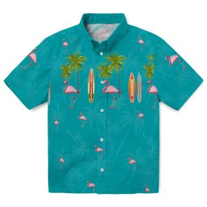 Flamingo Surfboard Palm Hawaiian Shirt Best selling