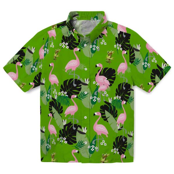 Frog Flamingo Leaf Motif Hawaiian Shirt Best selling