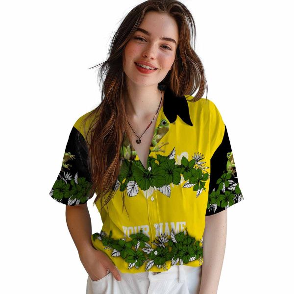 Frog Hibiscus Stripe Hawaiian Shirt Trendy