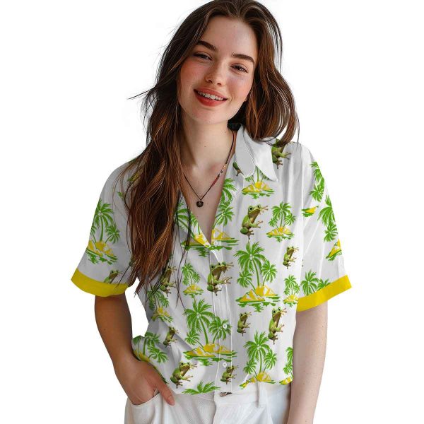 Frog Palm Island Print Hawaiian Shirt Trendy