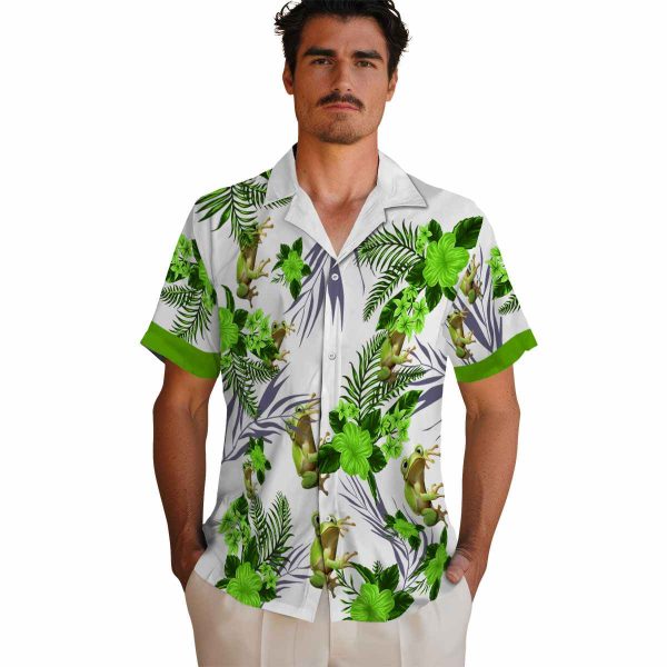 Frog Patriotic Hibiscus Design Hawaiian Shirt High quality