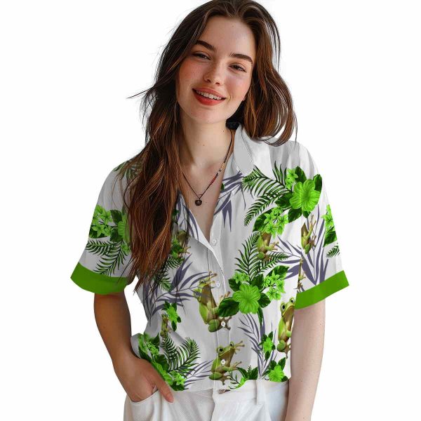 Frog Patriotic Hibiscus Design Hawaiian Shirt Trendy