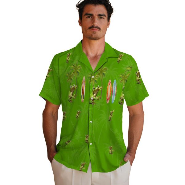 Frog Surfboard Palm Hawaiian Shirt High quality