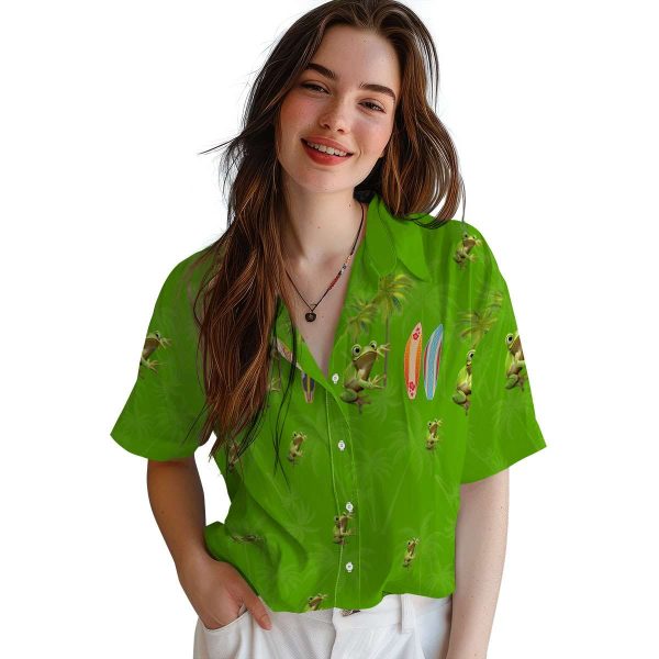 Frog Surfboard Palm Hawaiian Shirt Trendy