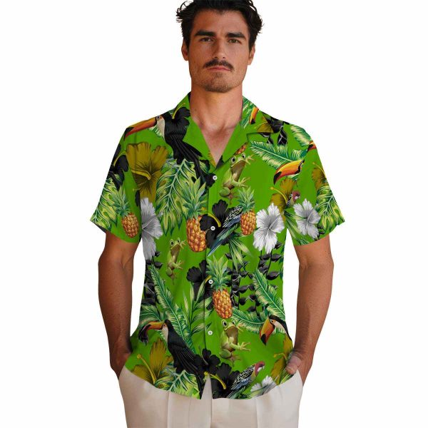 Frog Toucan Hibiscus Pineapple Hawaiian Shirt High quality