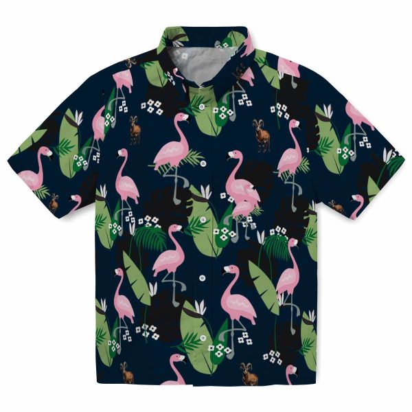 Goat Flamingo Leaf Motif Hawaiian Shirt Best selling