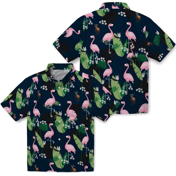 Goat Flamingo Leaf Motif Hawaiian Shirt Latest Model