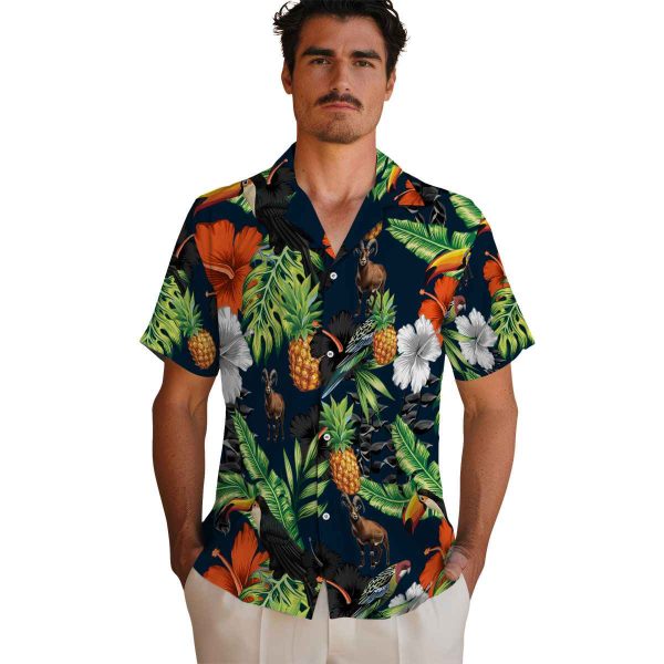 Goat Toucan Hibiscus Pineapple Hawaiian Shirt High quality