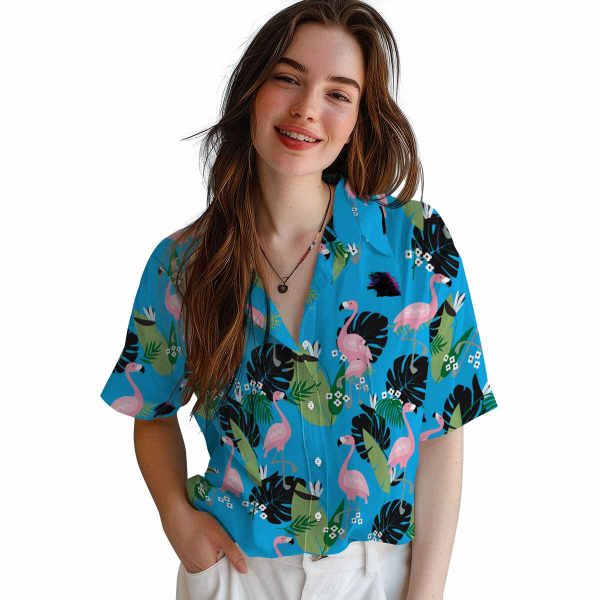 Godzilla Flamingo Leaf Motif Hawaiian Shirt Trendy