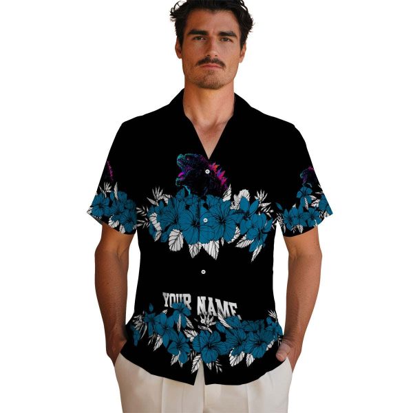 Godzilla Hibiscus Stripe Hawaiian Shirt High quality