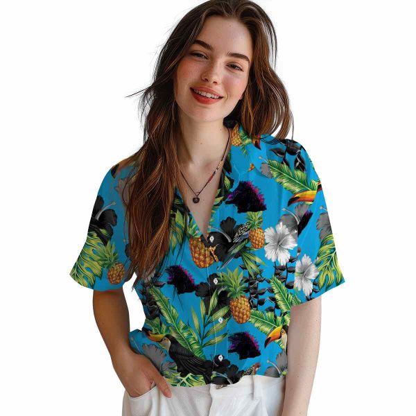 Godzilla Toucan Hibiscus Pineapple Hawaiian Shirt Trendy