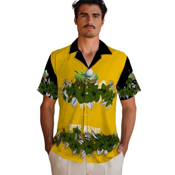 Golf Hibiscus Stripe Hawaiian Shirt High quality