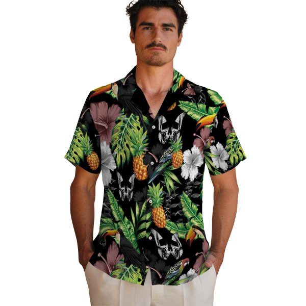 Goth Toucan Hibiscus Pineapple Hawaiian Shirt High quality