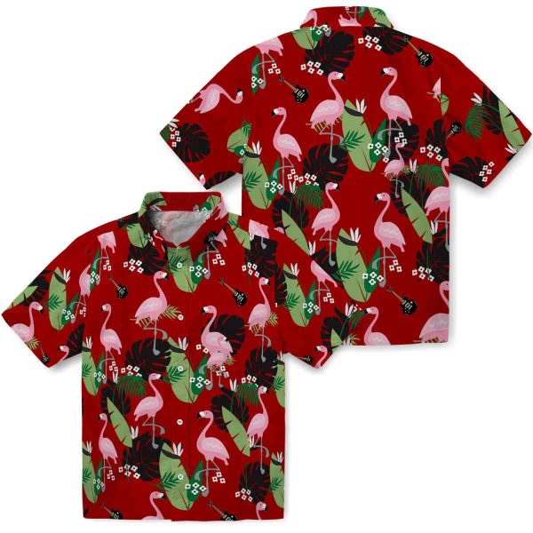 Guitar Flamingo Leaf Motif Hawaiian Shirt Latest Model