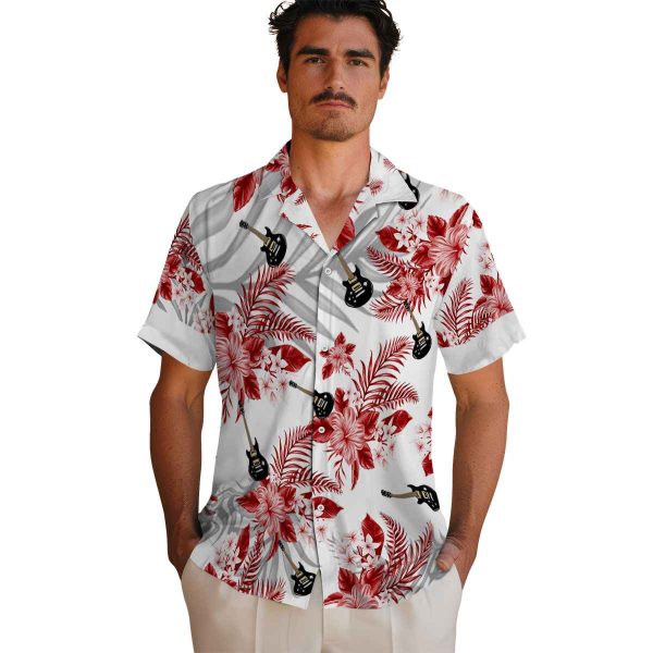 Guitar Hibiscus Palm Leaves Hawaiian Shirt High quality