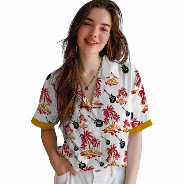 Guitar Palm Island Print Hawaiian Shirt Trendy