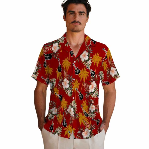 Guitar Palm Tree Flower Hawaiian Shirt High quality