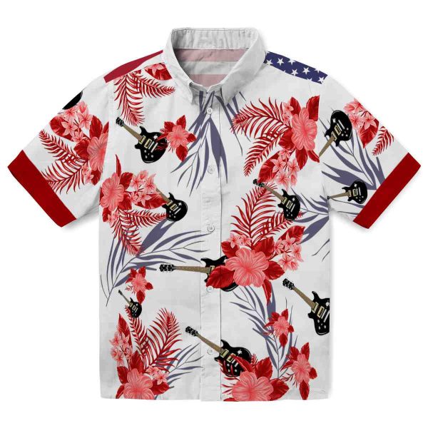 Guitar Patriotic Hibiscus Design Hawaiian Shirt Best selling