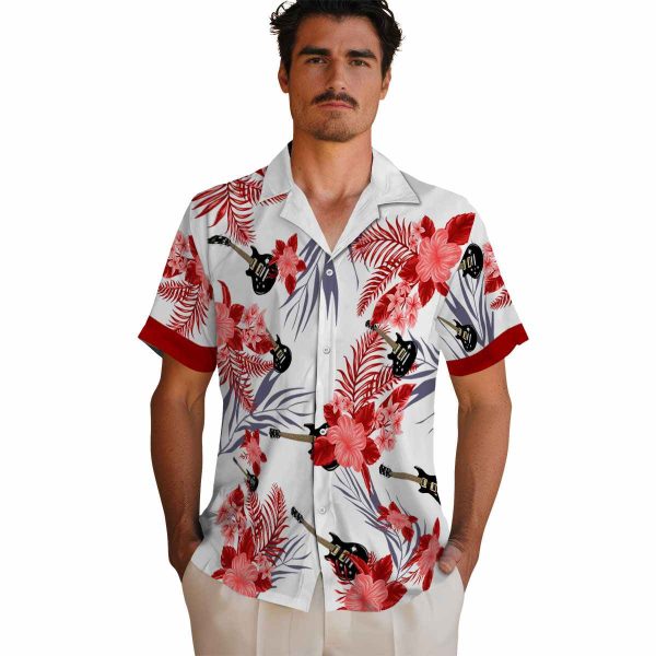 Guitar Patriotic Hibiscus Design Hawaiian Shirt High quality