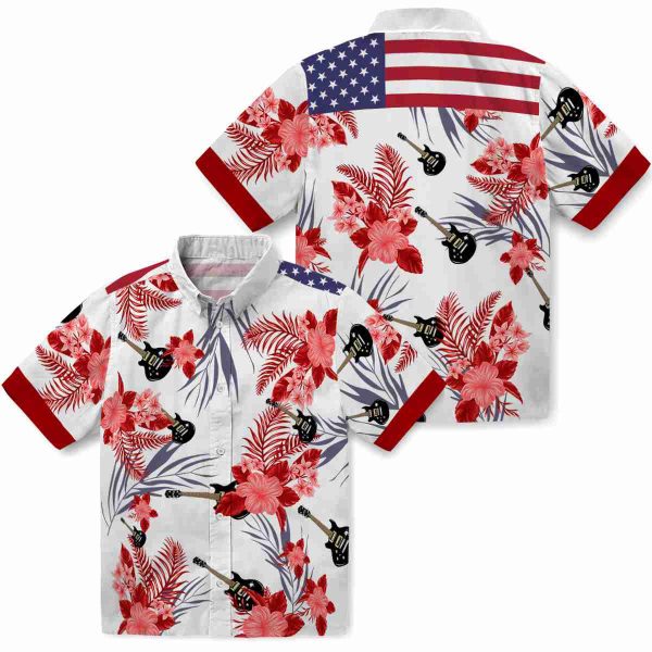 Guitar Patriotic Hibiscus Design Hawaiian Shirt Latest Model