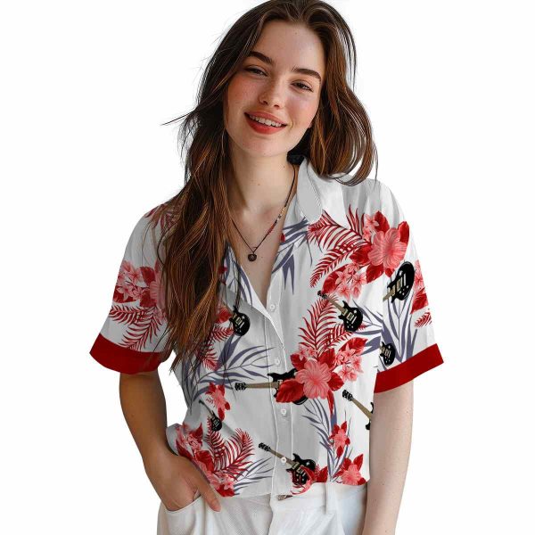 Guitar Patriotic Hibiscus Design Hawaiian Shirt Trendy