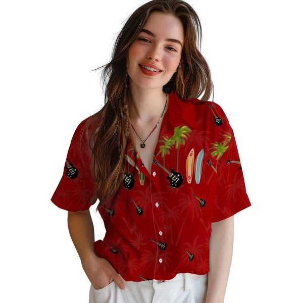 Guitar Surfboard Palm Hawaiian Shirt Trendy